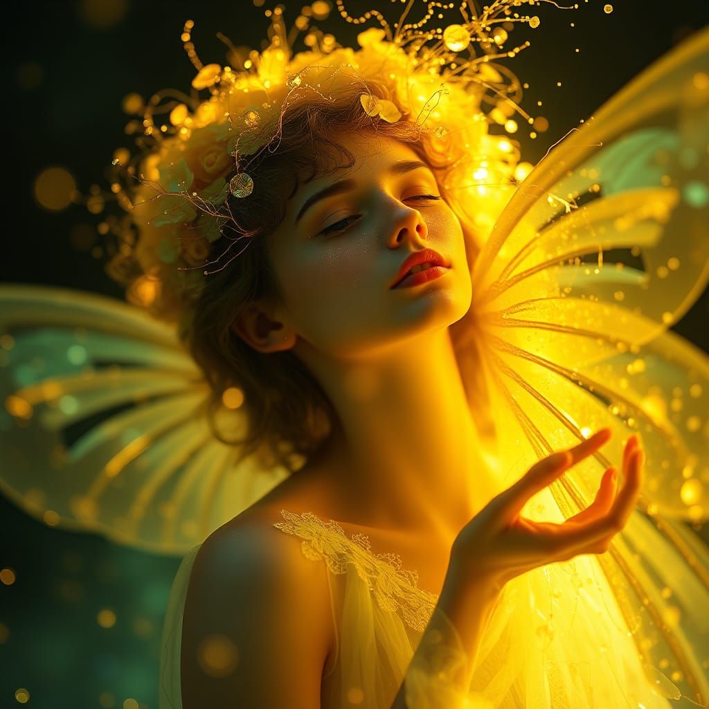 Glowing Elemental Fairy in Surrealist Style