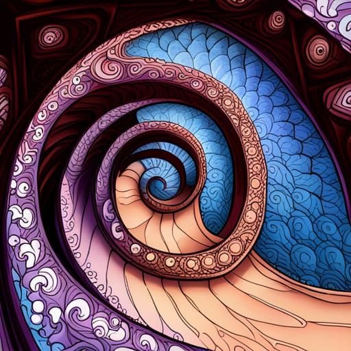 Golden Ratio Snail Shell with Intricate Filigree
