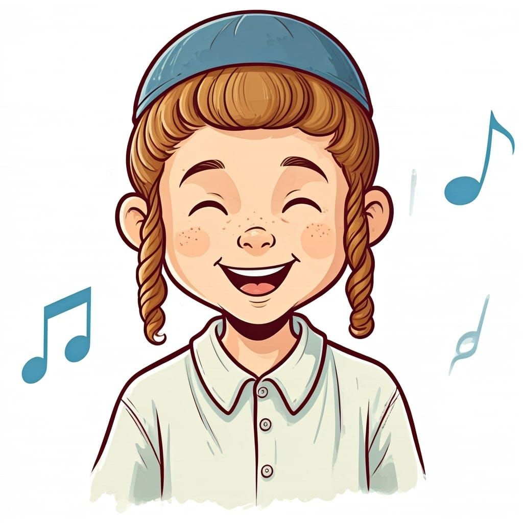 Singing Haredi Boy in a Blue Kippah, Raleigh Style Drawing