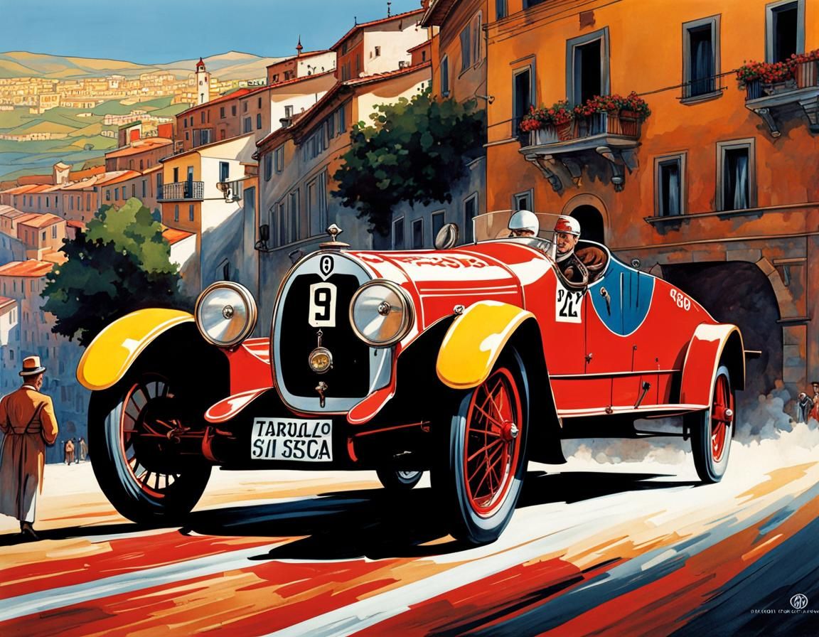 1922 Alfa Romeo Racecar in Comic Book Style