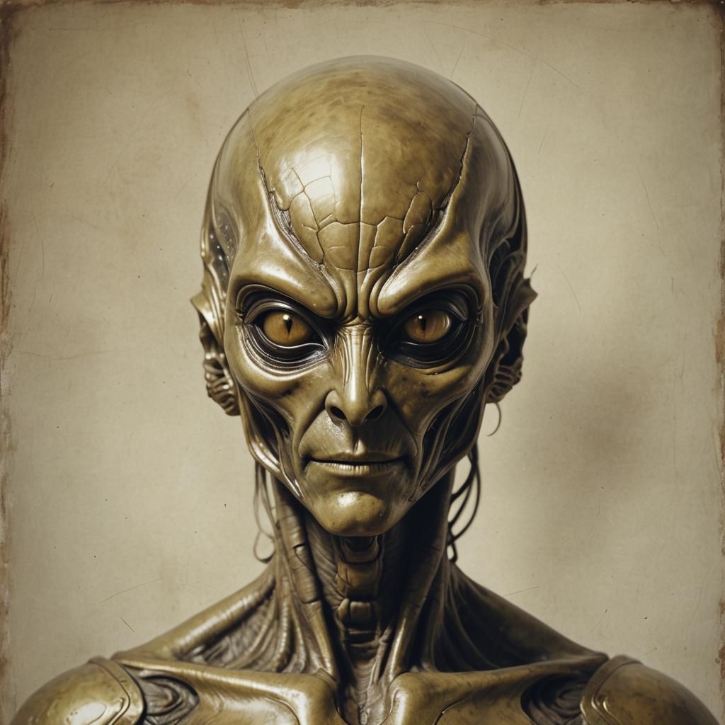 Alien Mask Man in Retro Style