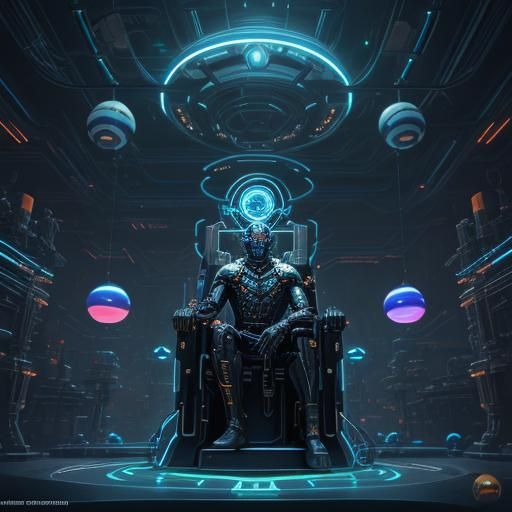 Cybernetic Throne Room: Epic Fantasy Concept Art