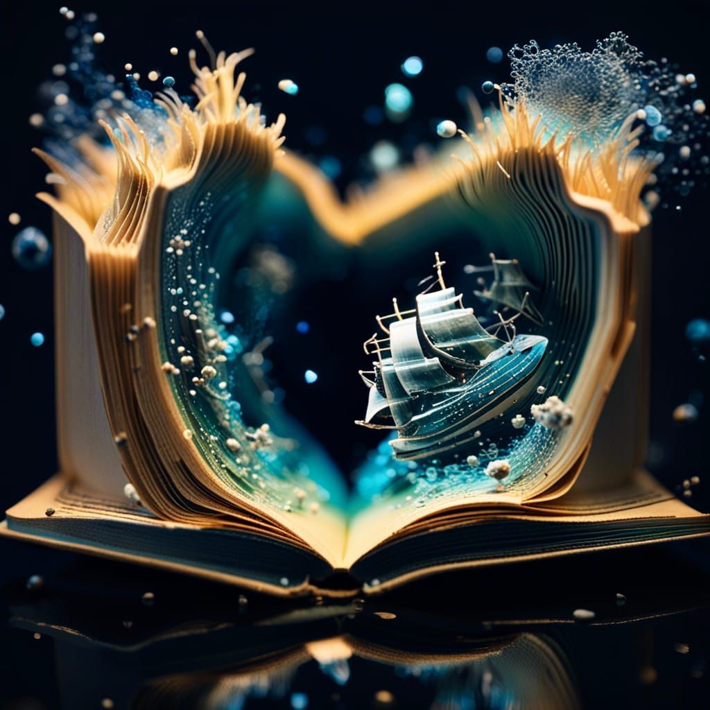 Bioluminescent Maritime World Emerges from Open Book