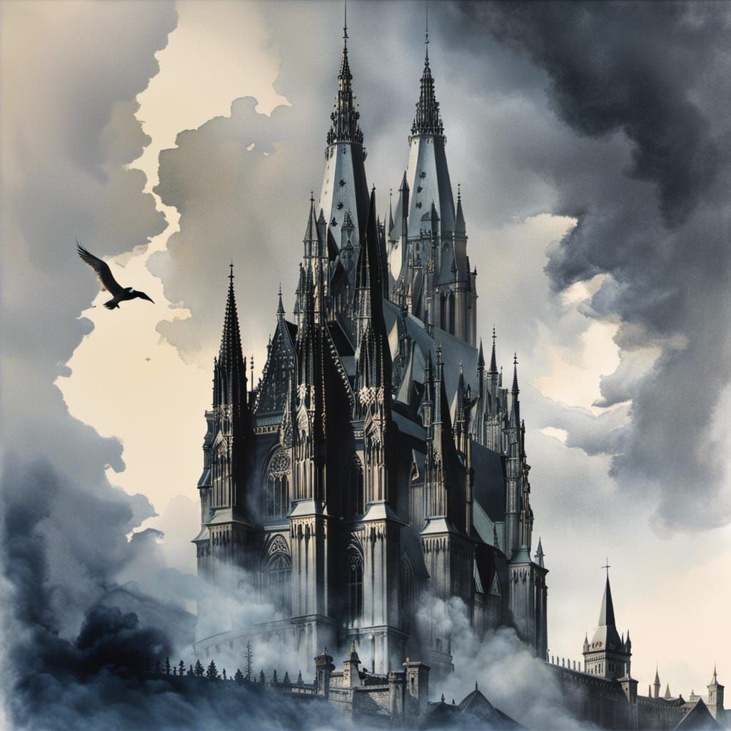 Gothic Cologne Cathedral with Gargoyles in Realism Style