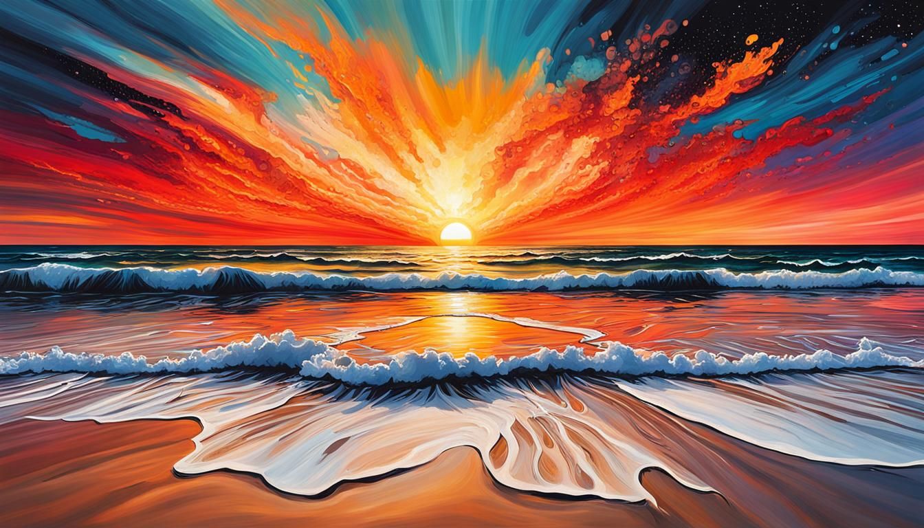 Ethereal Upside-Down Sunset Beach Abstract Art