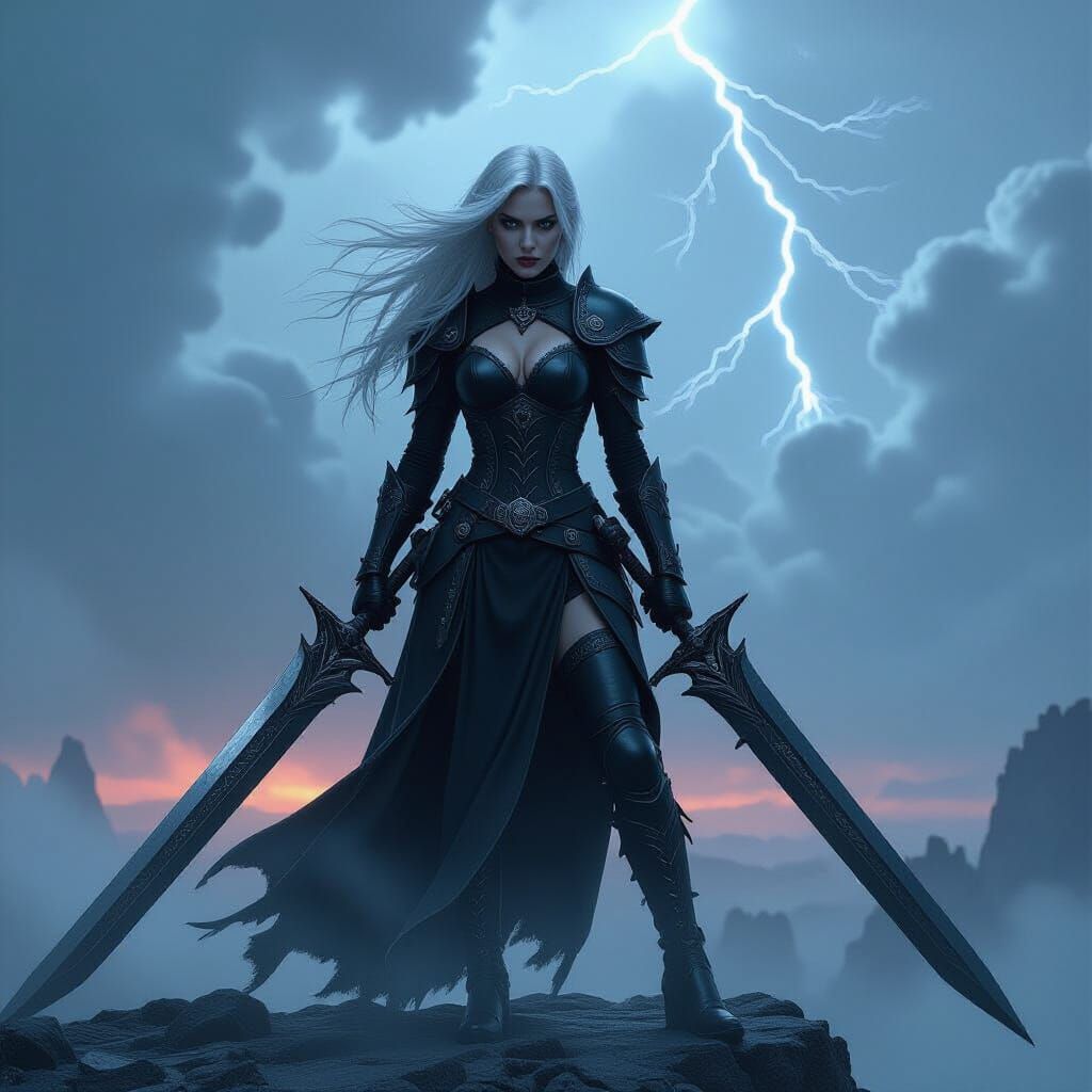 Gothic Warrior on Battlefield, Dark Fantasy Art