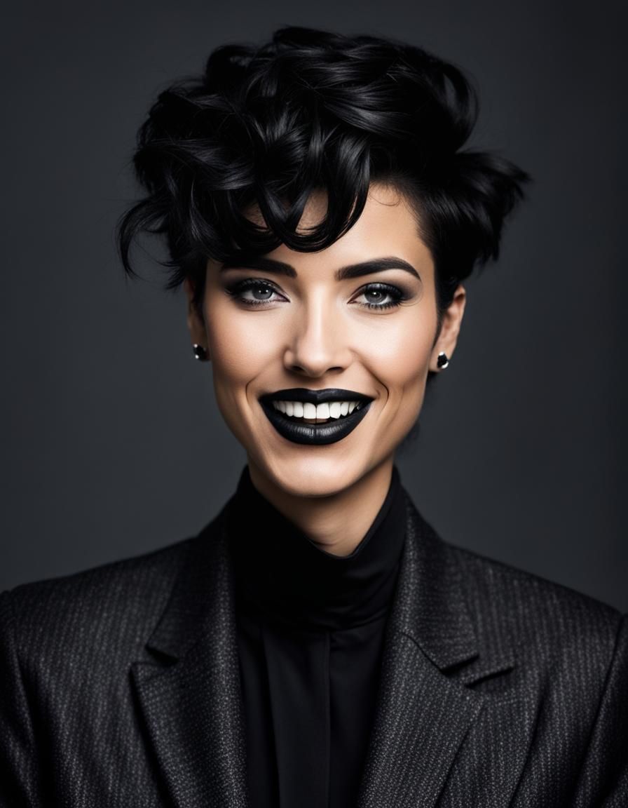 Androgynous woman smile