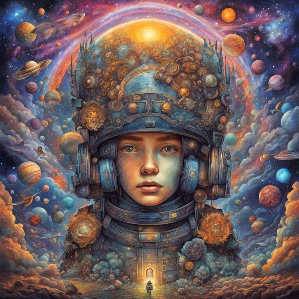 Cyberpunk Cosmic Vortex in Vibrant Holographic Art