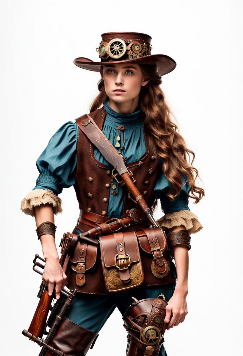 Steampunk Sisters with Horses on the Frontier