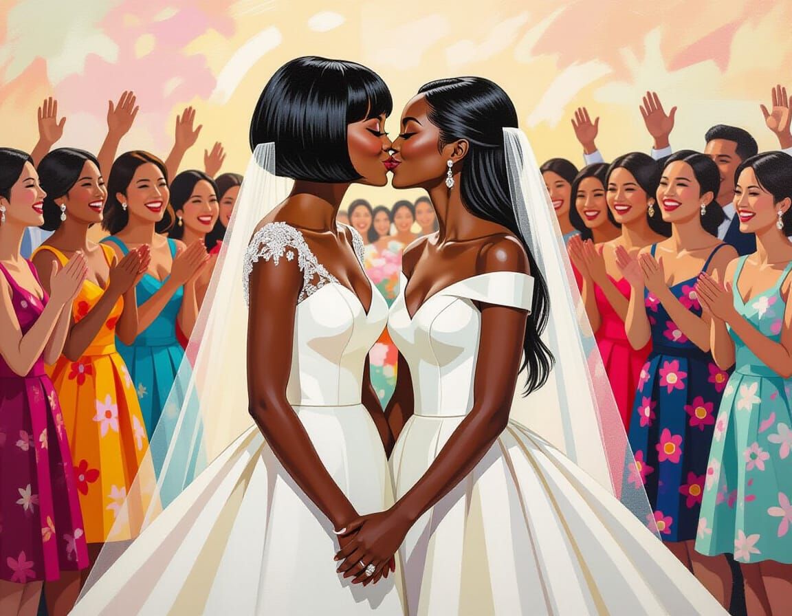 Two Brides Share a Kiss at Their Korean Wedding