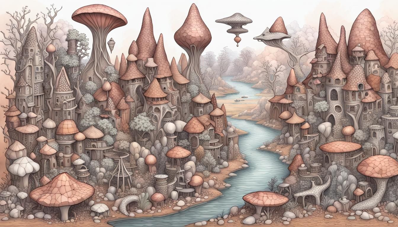 Fairy Town vs Crocodia: Quantum Zentangle Dreamscape