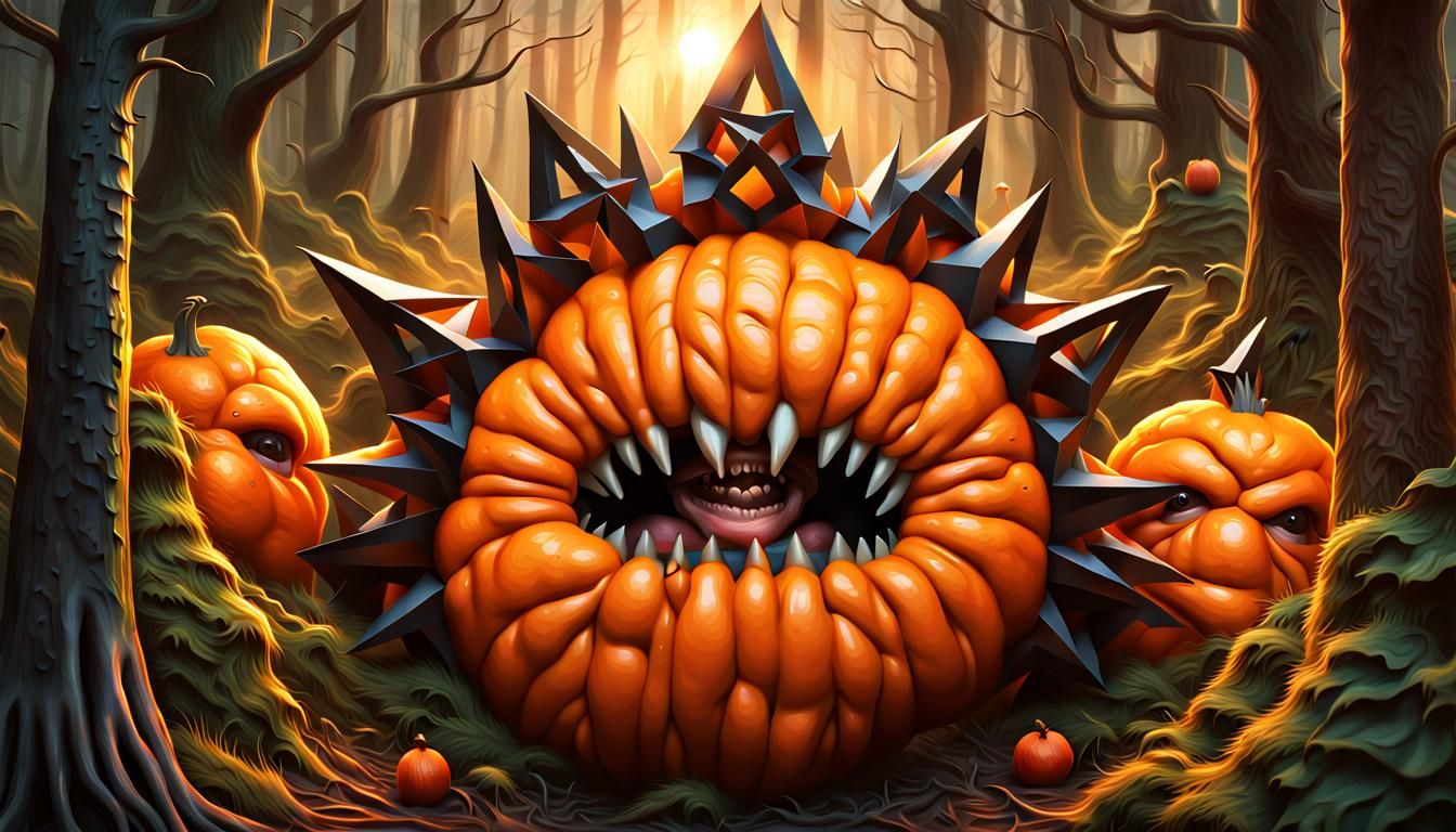 Orange Fruit Monster Portrait in Enchanted Forest