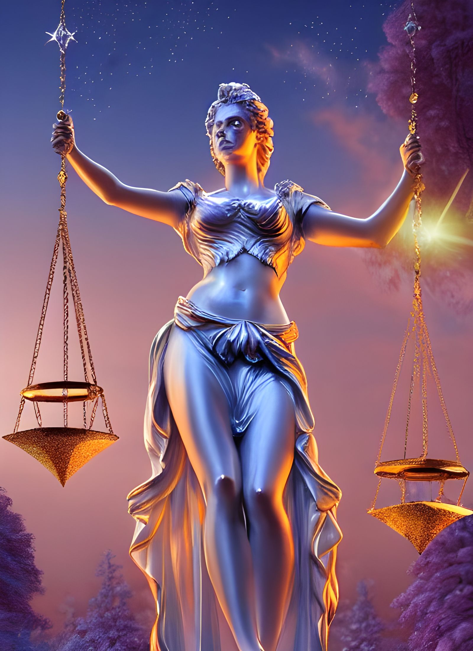 Crystalline Lady Justice Surrounded by Sweets