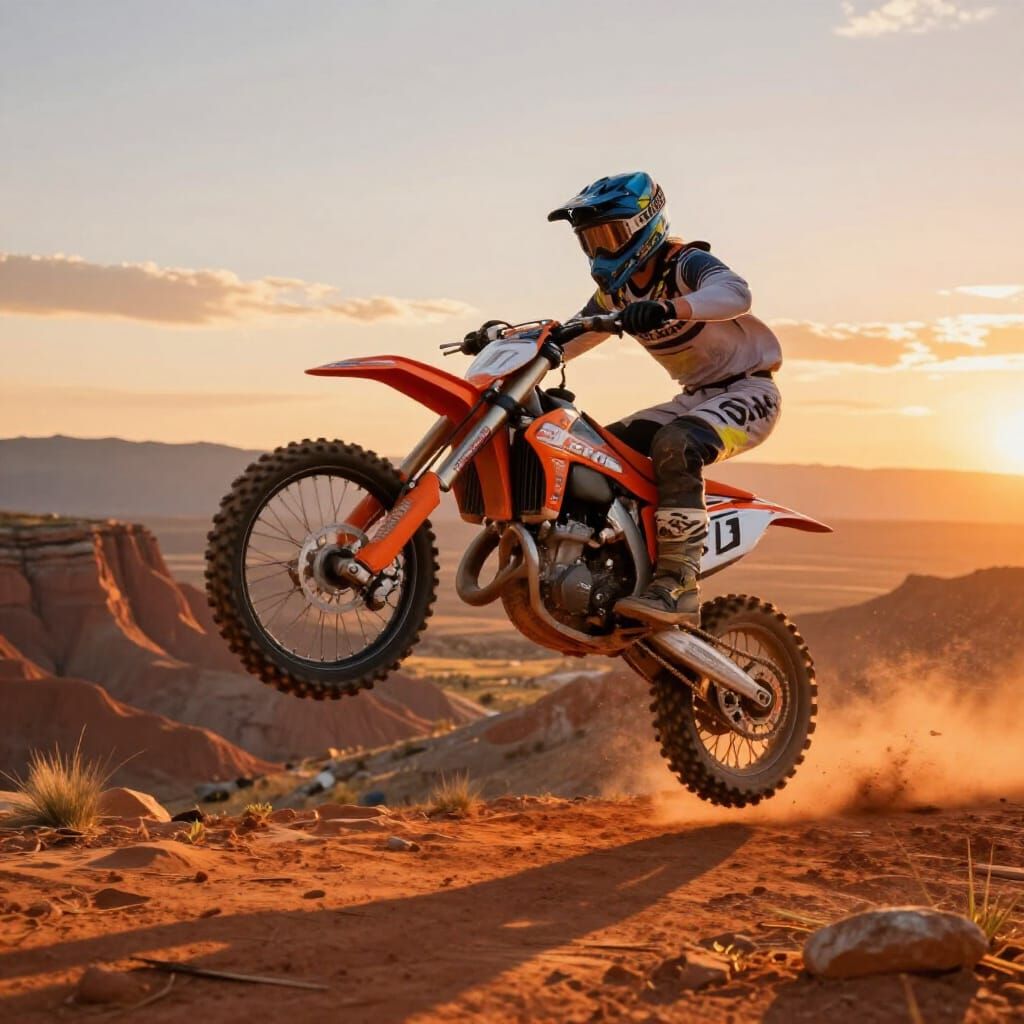 Motorcyclist Wheelies in Colorado Sunset Sky