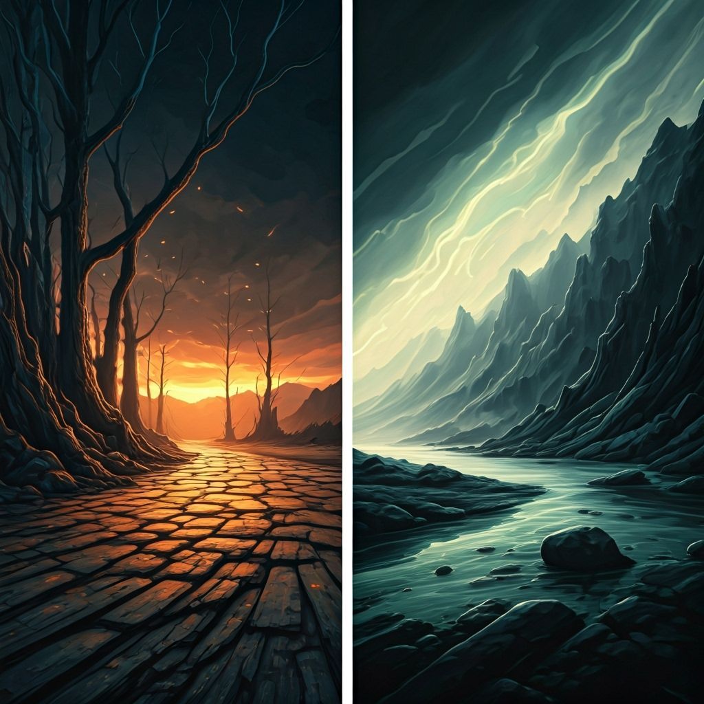 Diptych: Contrasting Scenes of Emotion in Watercolor