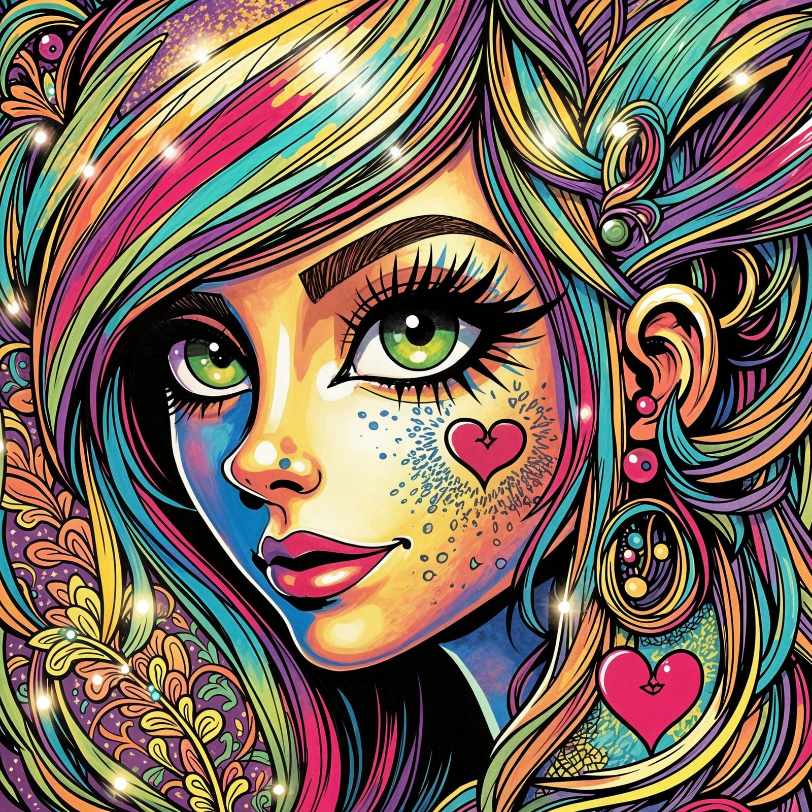 Abstract Portrait of Spark with Rainbow Hair