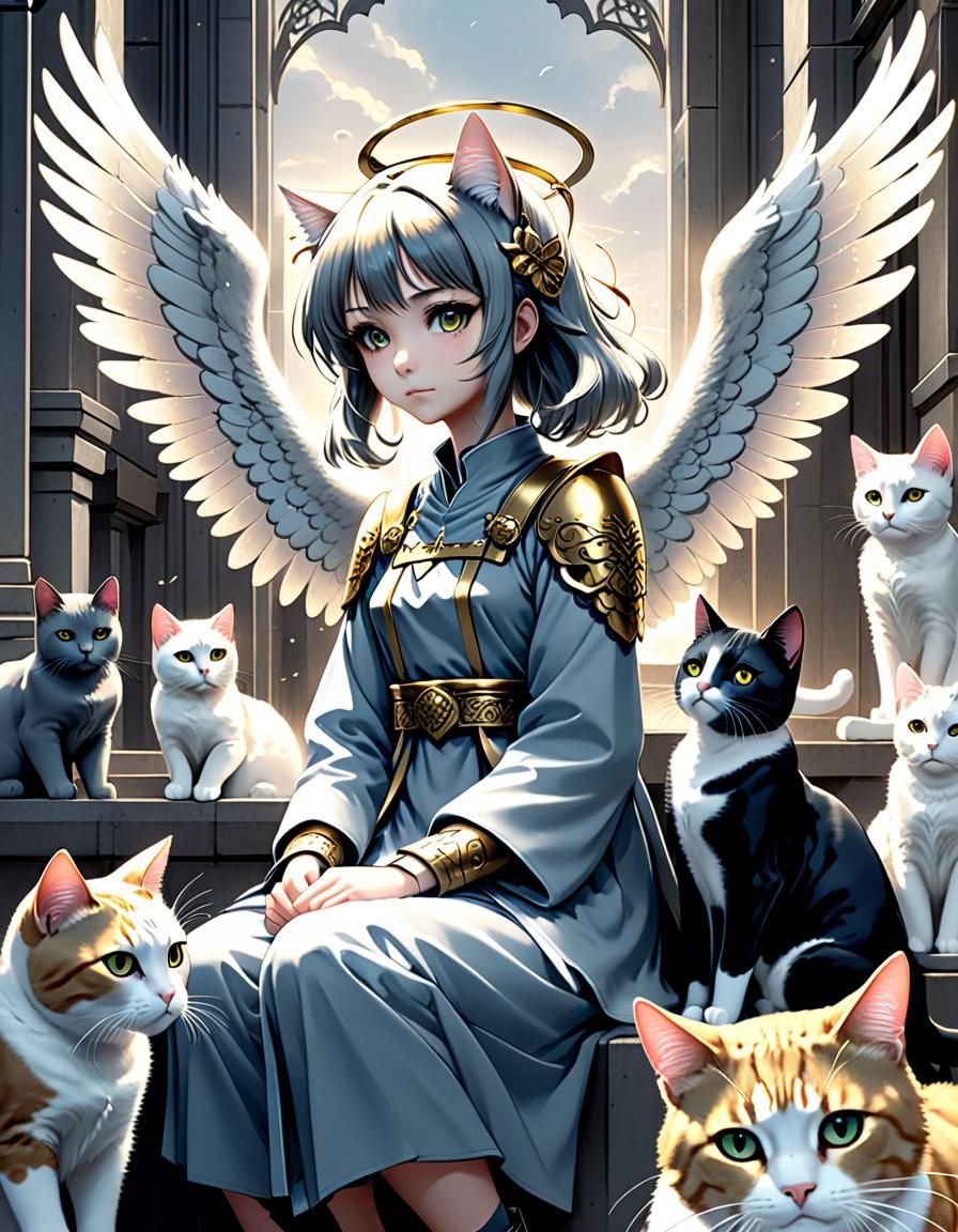 Anime Angel Cat Girl Guardian