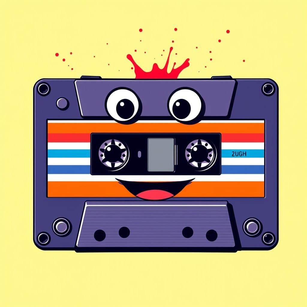Laughing Cassette Recorder in Vibrant Pop Art Style