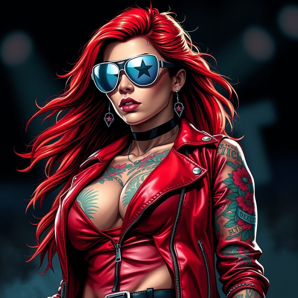 Mysterious Redhead Wrestler in Edgy Leather