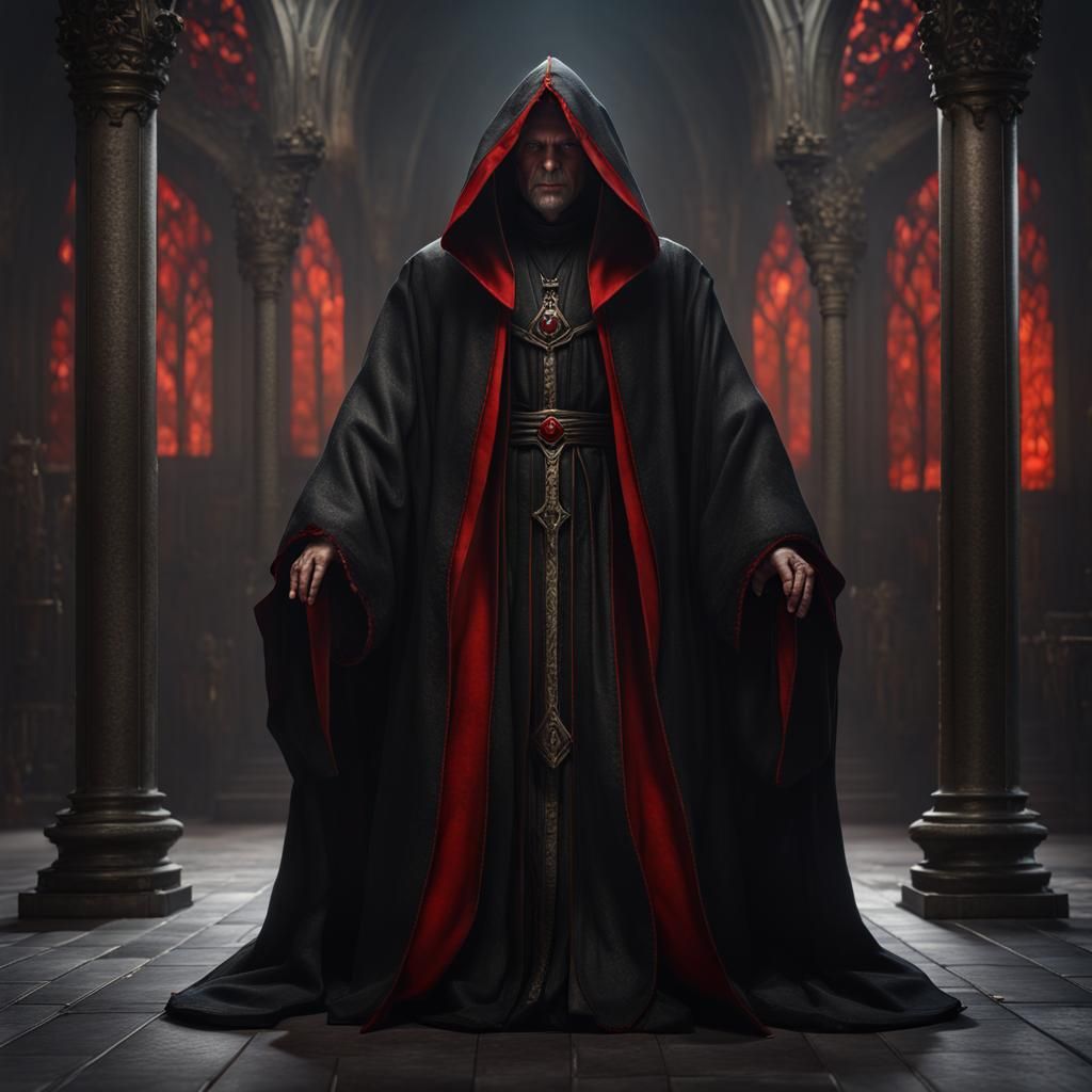 Evil Priest in Black Robe: Fantasy Concept Art