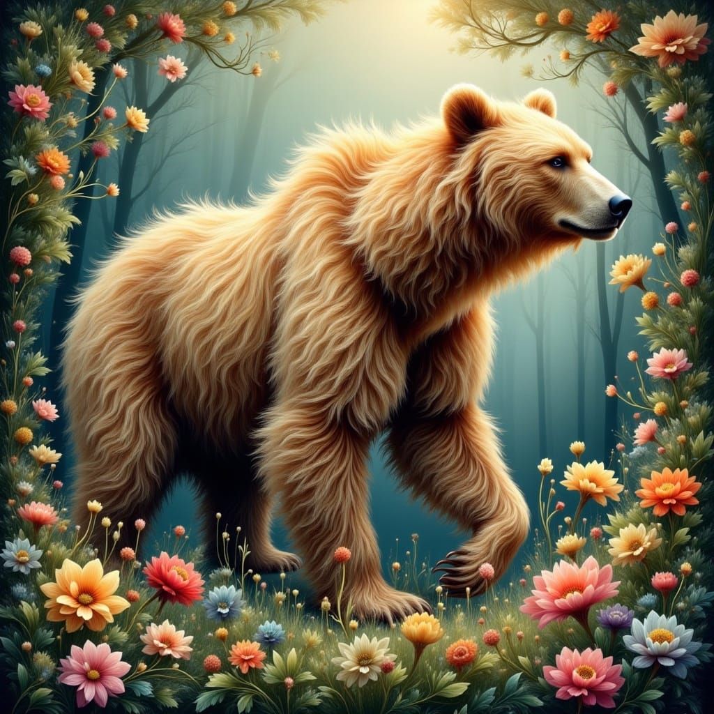 <lora:Ethereal Magic Flux:1.0> brown bear