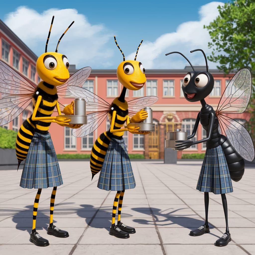 Insects at Insect High School in Photo Realism