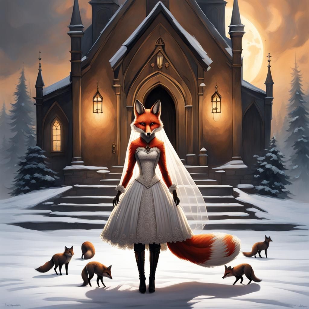 Sinister Fox Bride in Medieval Village