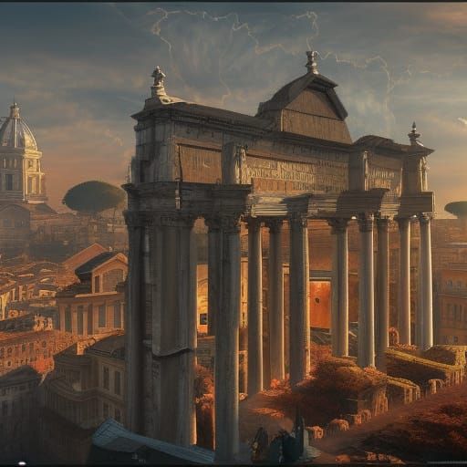 Detailed Matte Painting of a Rome Street