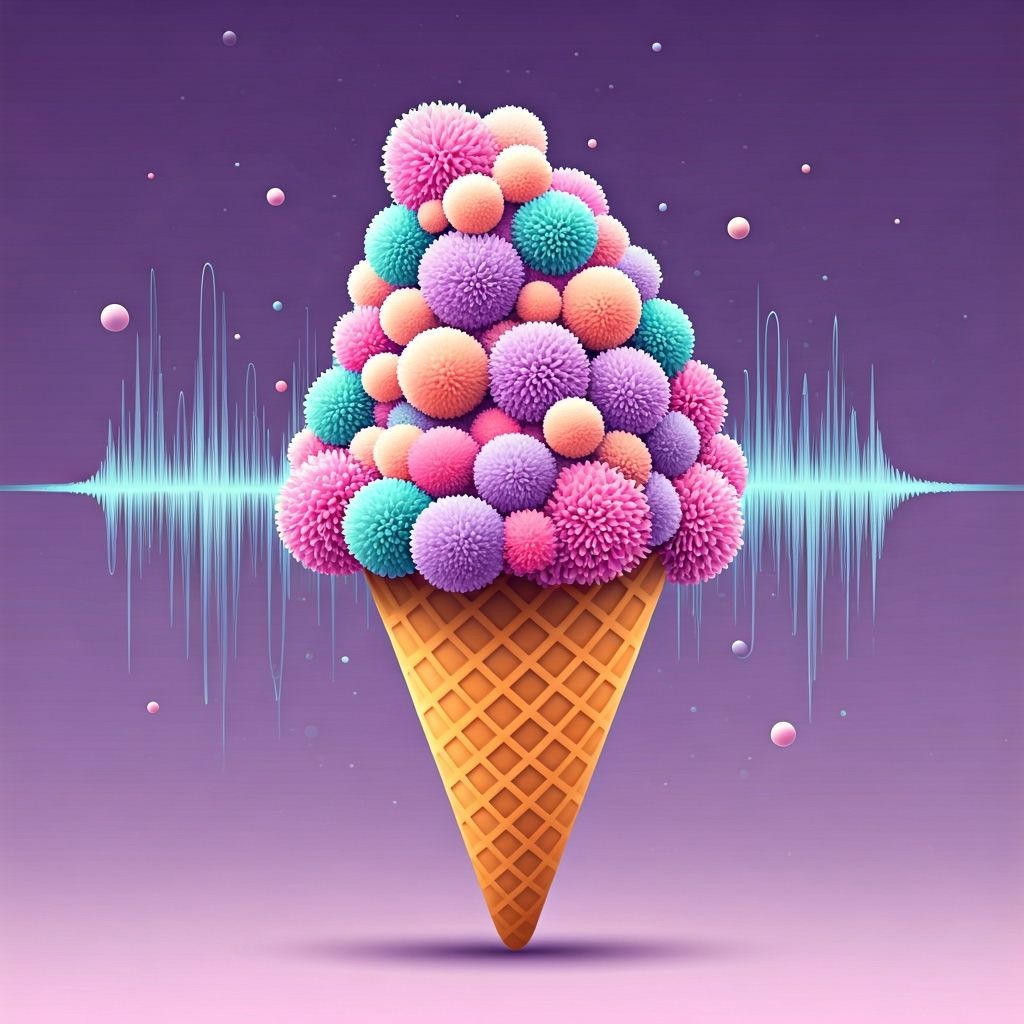 Pom-Pom Ice Cream Sculpture in Pastel Colors