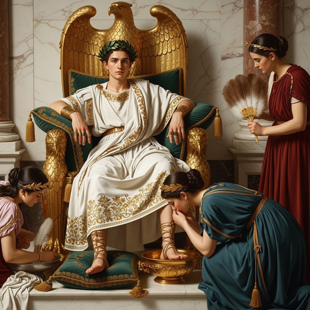 Young Emperor on Throne in Lavish Palace