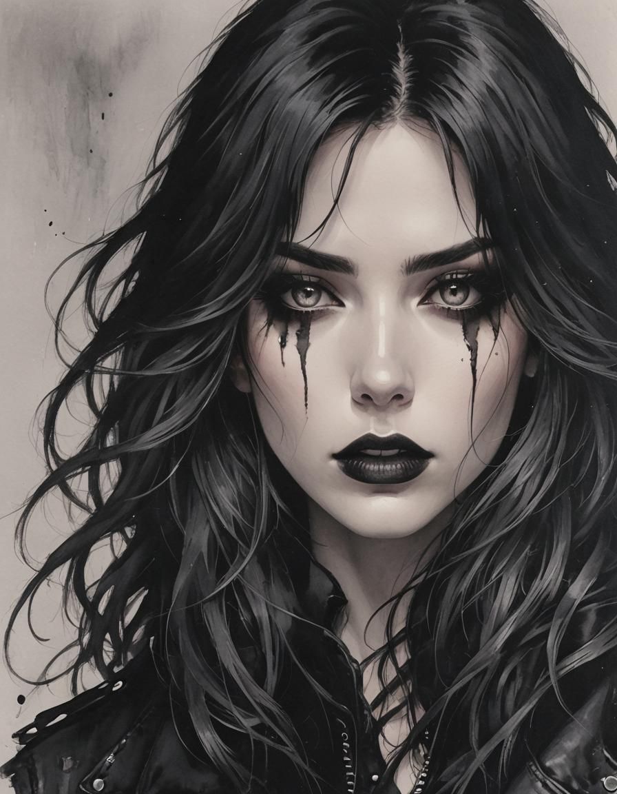 Intense Blackened Eyes: A Digital Art Portrait