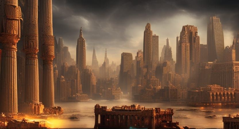 Pharaohs' Manhattan: Epic Cinematic Concept Art