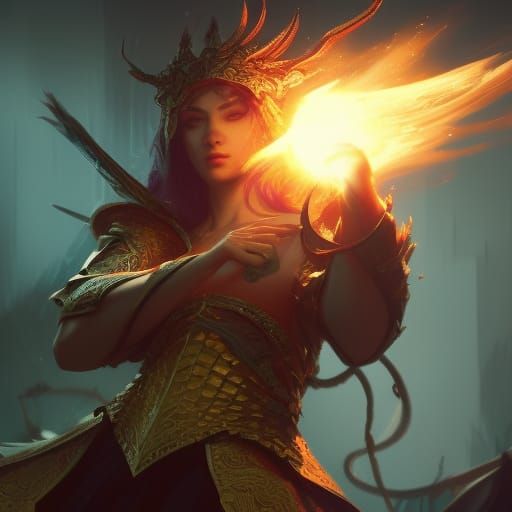 Fantasy Mage with Magic Sword in Hyperdetailed Style