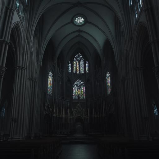 Gothic Angel Portrait in Cathedral with Stained Glass