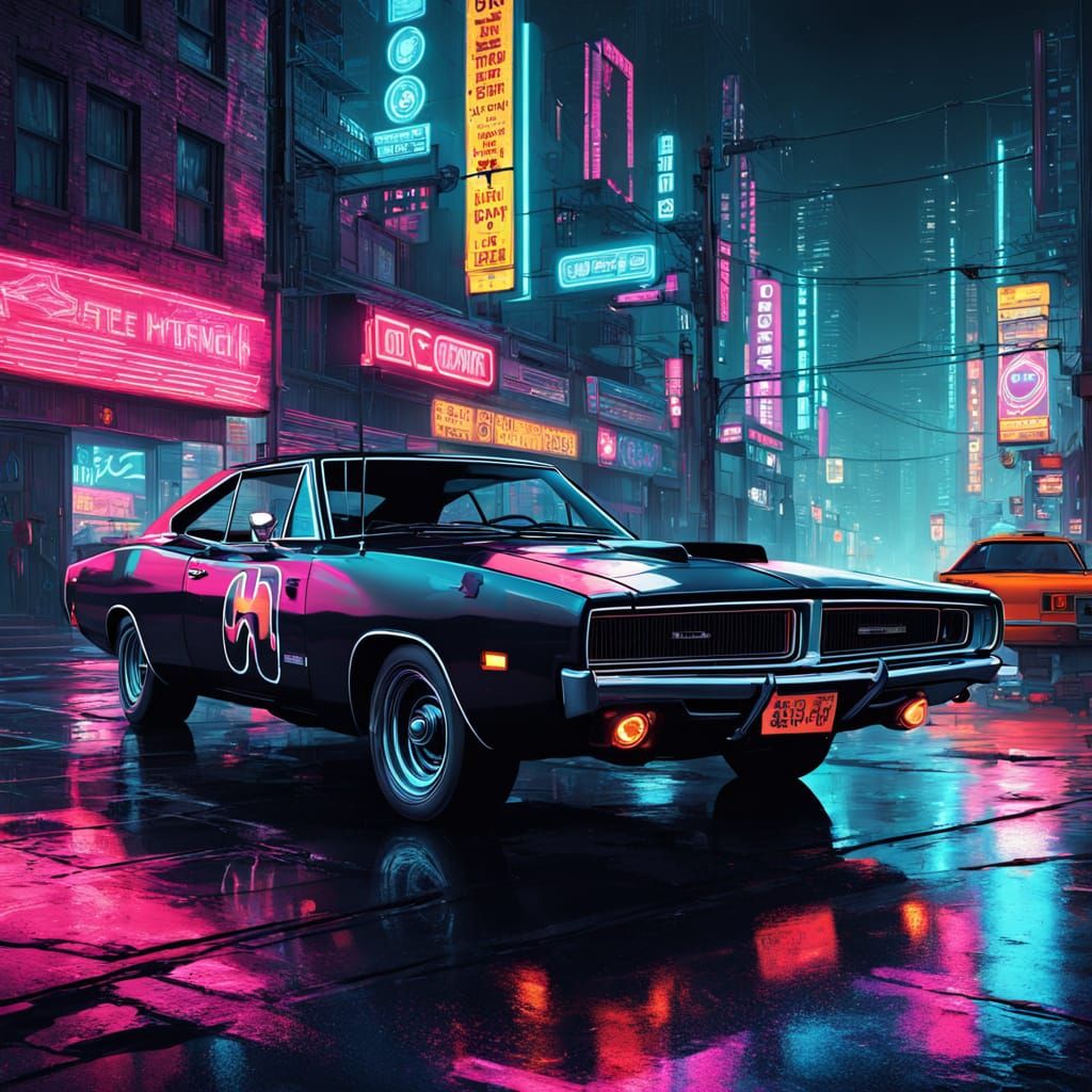1969 Dodge Charger Pac-Man Fusion with Neon Noir Lighting