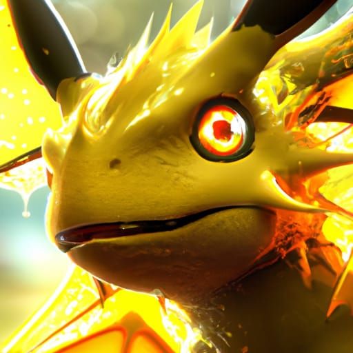 Pikachu Dragon Portrait in Hyperdetailed Style