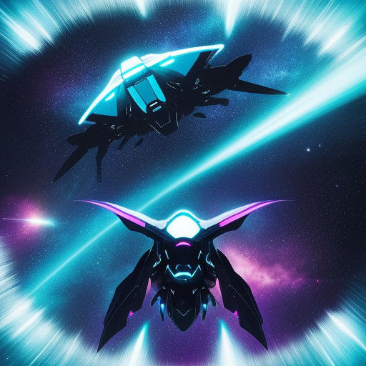 Manta Ray-Shaped Spaceship Soars Through a Vibrant Nebula