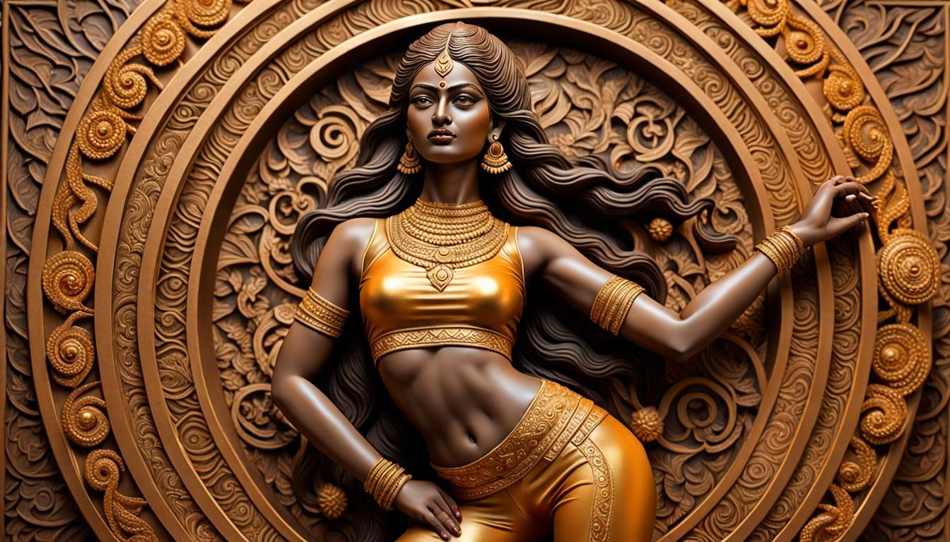 Ceramic Sculpture of Modern Woman in Dark Fantasy Style