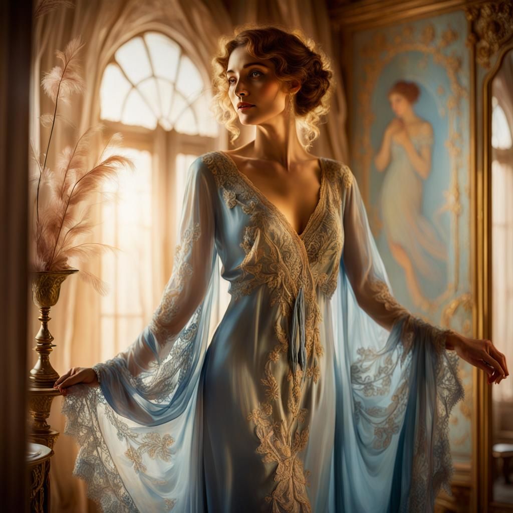 Stunning beautiful french woman, long hair, dressed in a sho...