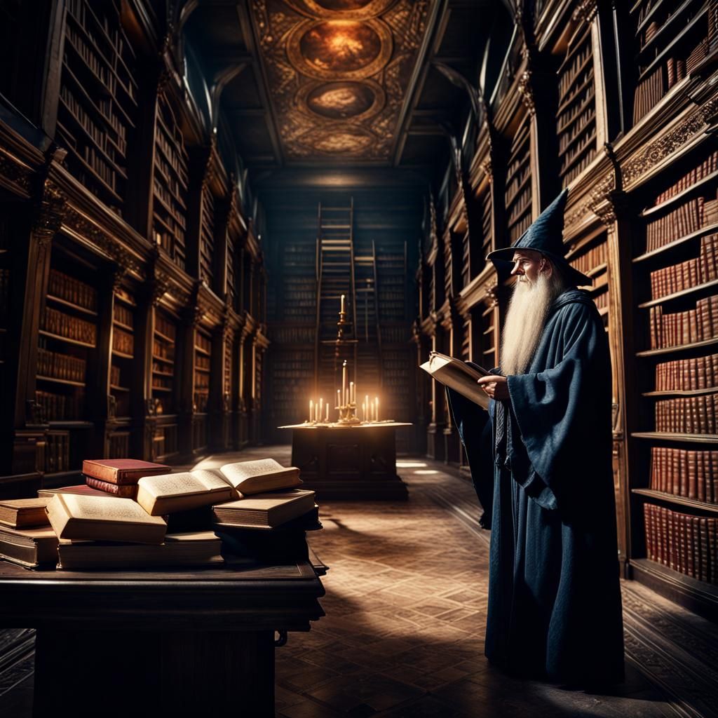 Wizard Lost in Alexandria's Ancient Library