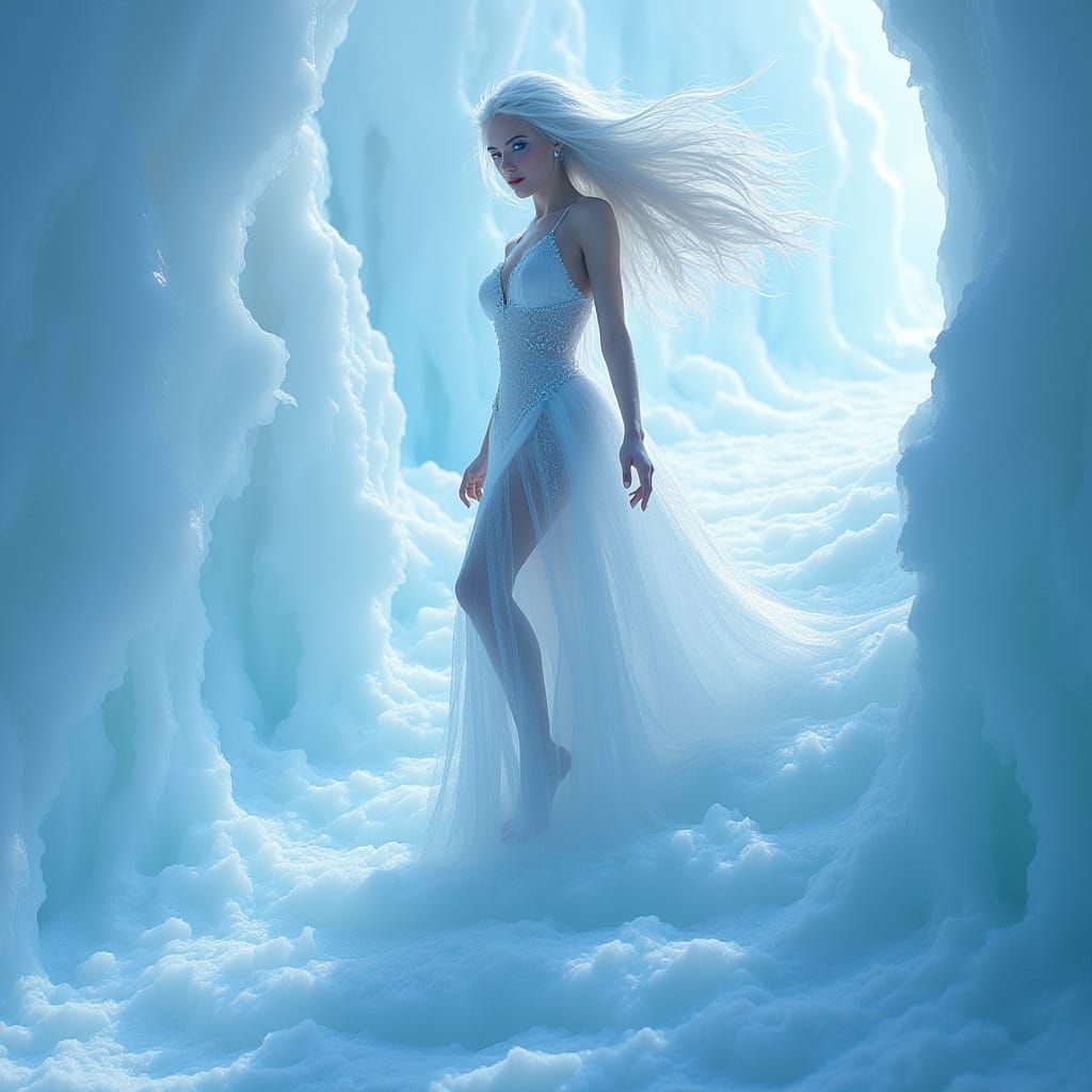 Luminescent Ice Queen Descending Crystal Staircase