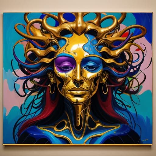 Surreal Portrait in Bold Abstract Expressionism Style