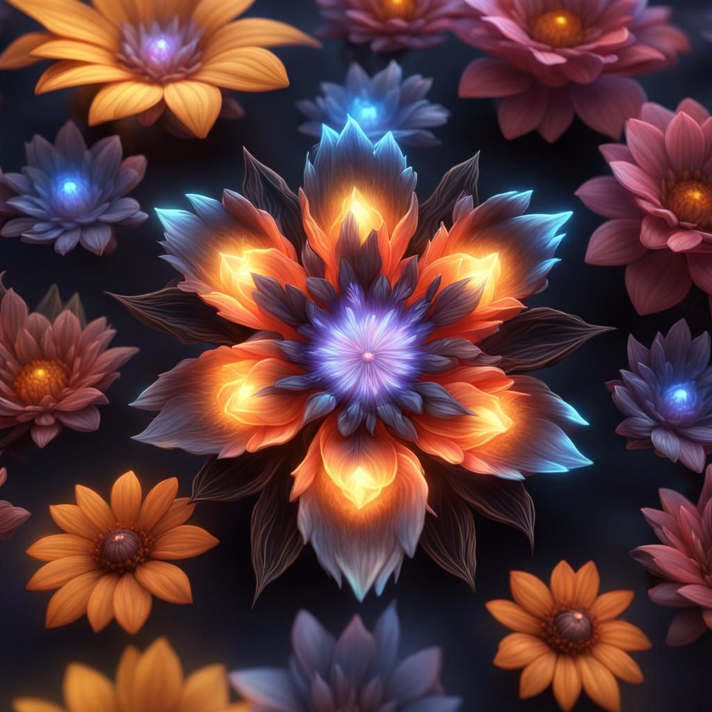 Fantasy Flower Blooming from Sleeping Girl's Heart