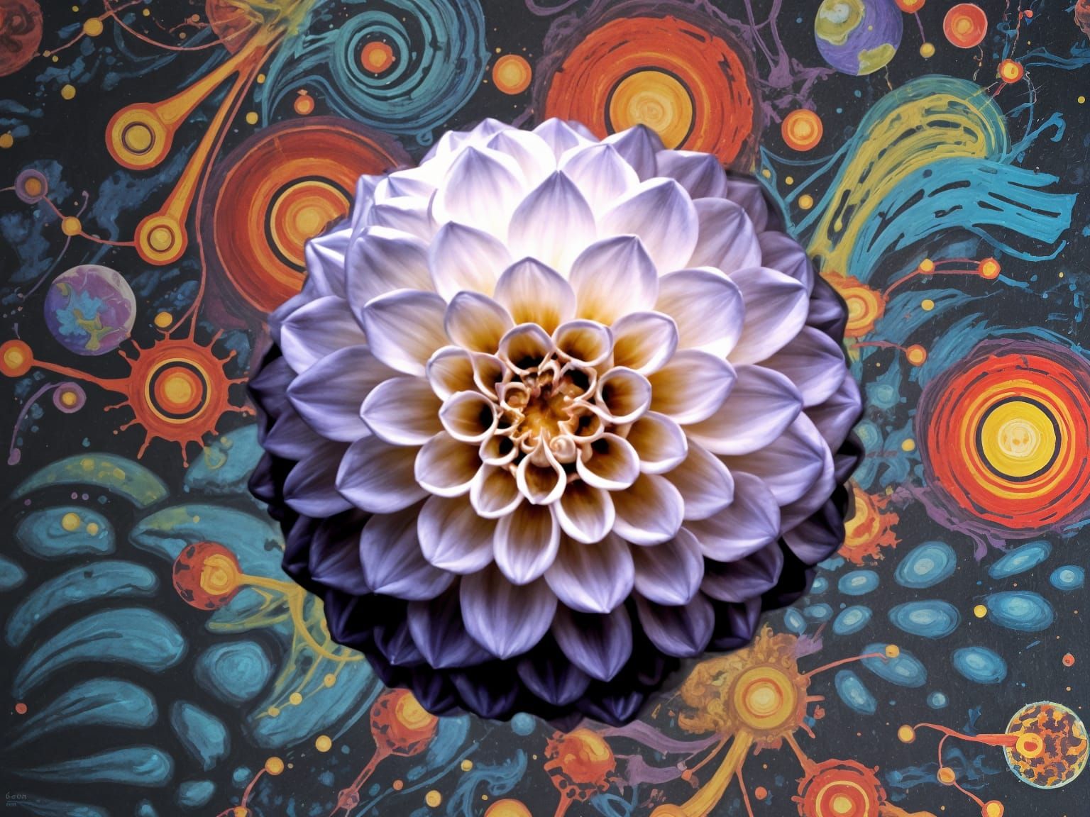 Colorful Neurons Firing in Brain, Graffiti Art