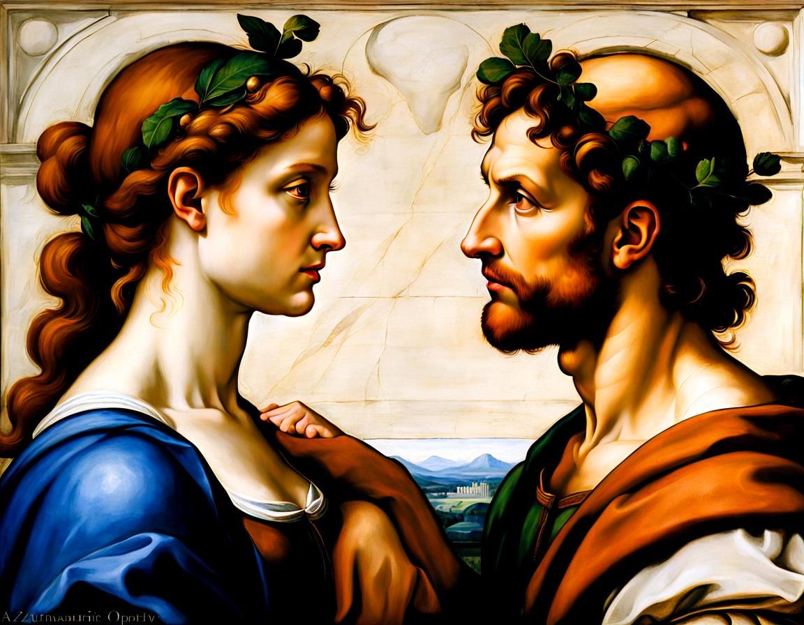 Romantic Renaissance Portrait of a Loving Couple