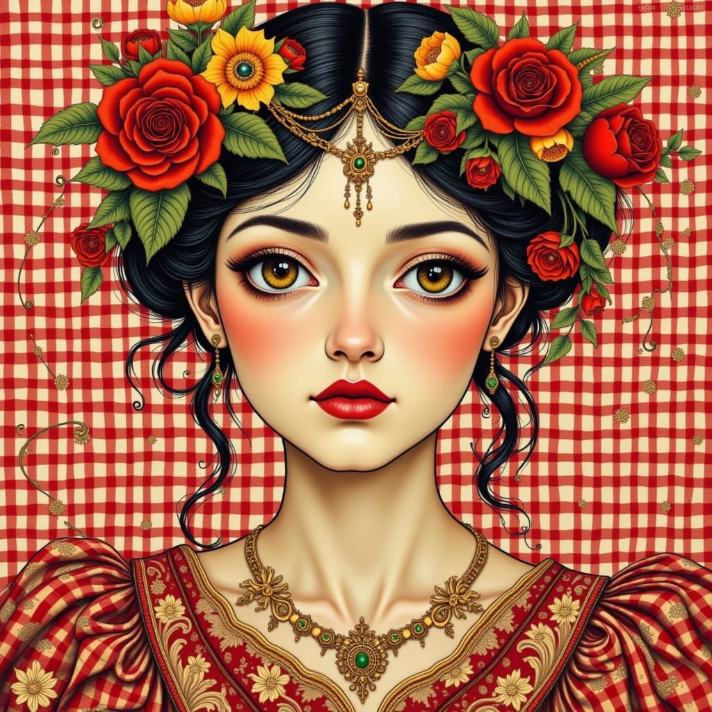 Kinetic Soul Portrait in Folk Art Nouveau Style