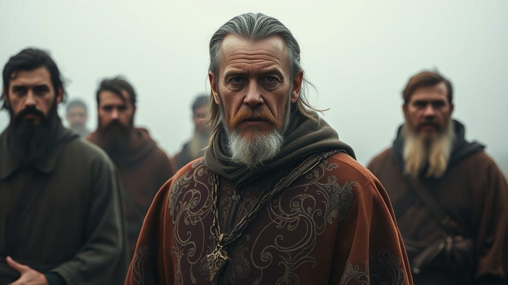 Midcentury Men in Foggy Landscape Photography