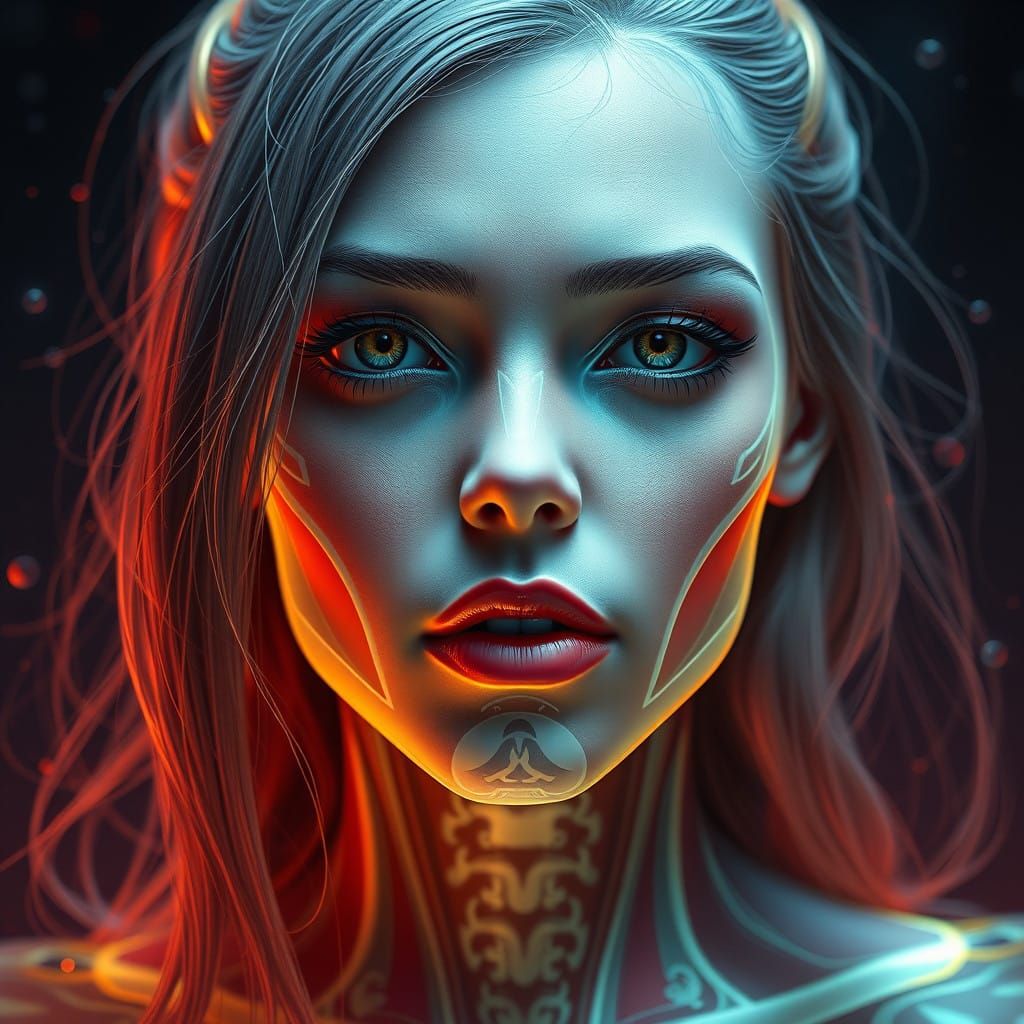 Female Portrait in X-Ray Style, with Intricate Details and D...