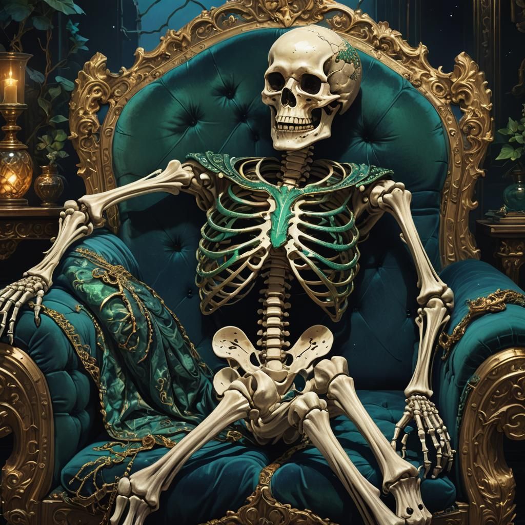 Skeleton Reclining with Heart of the Ocean