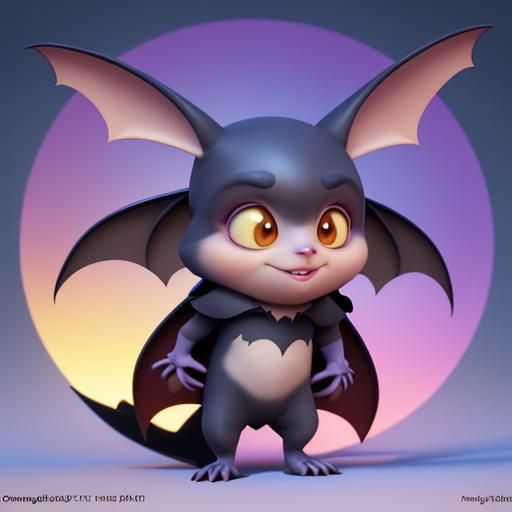 Cartoon Bat in Sunlight: Pixar-Style 3D Art